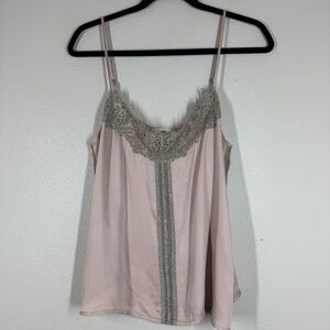 Tiny Pink Satin Lace Trim Camisole Tank Top Fairy Dainty Coquette Y2K Medium